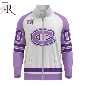 NHL Montreal Canadiens Special Hockey Fight Cancer Stand Collar Jacket