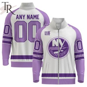 NHL New York Islanders Special Hockey Fight Cancer Stand Collar Jacket
