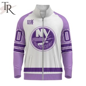 NHL New York Islanders Special Hockey Fight Cancer Stand Collar Jacket