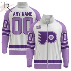 NHL Philadelphia Flyers Special Hockey Fight Cancer Stand Collar Jacket