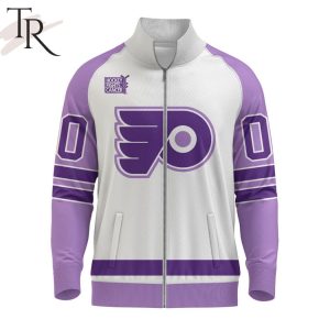 NHL Philadelphia Flyers Special Hockey Fight Cancer Stand Collar Jacket
