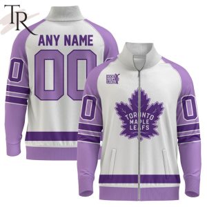 NHL Toronto Maple Leafs Special Hockey Fight Cancer Stand Collar Jacket
