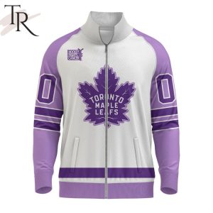 NHL Toronto Maple Leafs Special Hockey Fight Cancer Stand Collar Jacket