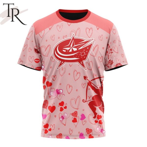 Personalized NHL Columbus Blue Jackets Special Design For Valentines Day Hoodie