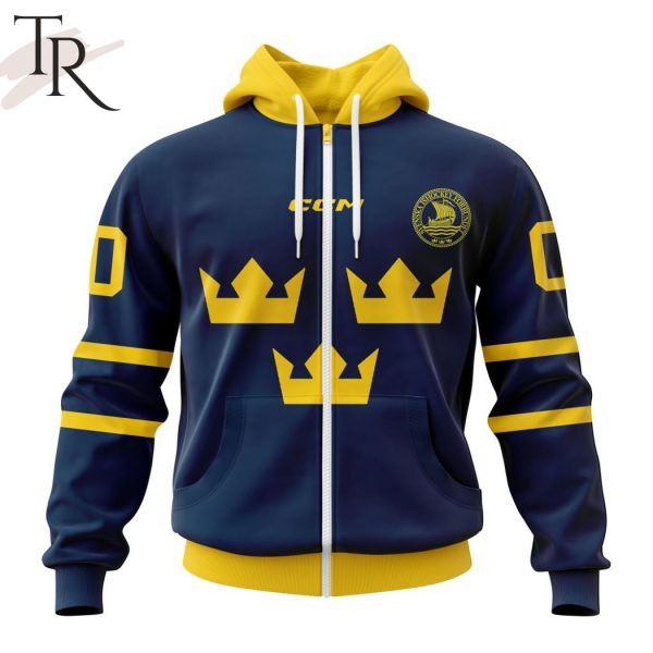 Sweden National Ice Hockey Team Personalized Navy Kits Hoodie