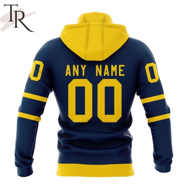 Sweden National Ice Hockey Team Personalized Navy Kits Hoodie