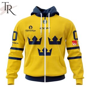 Sweden National Ice Hockey Team Personalized Yellow Kits Hoodie