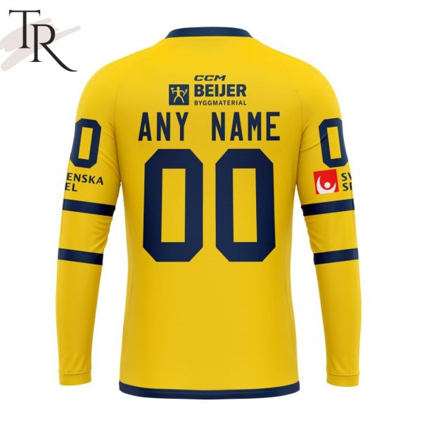 Sweden National Ice Hockey Team Personalized Yellow Kits Hoodie