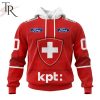 Swiss Ice Hockey Personalized Red Kits Hoodie