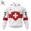 Swiss Ice Hockey Personalized Red Kits Hoodie