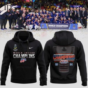 2024 World Junior Ice Hockey Champions USA Hockey Hoodie, Longpants, Cap – Black