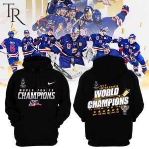 USA Hockey 2024 Junior Hockey World Champions U.S National Junior Team Hoodie, Longpants, Cap – Black