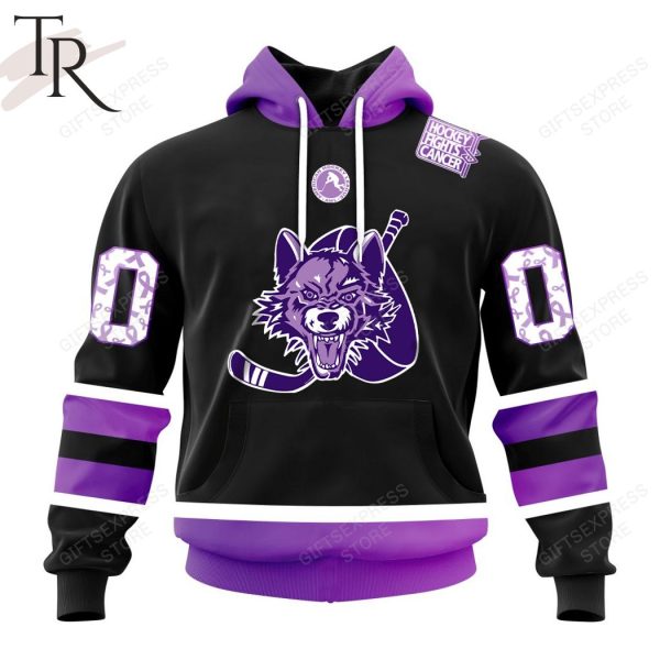 AHL Chicago Wolves Black Hockey Fights Cancer Hoodie