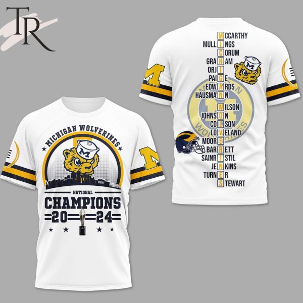 National Champions 2024 Mascot Design Michigan Wolverines Hoodie – White