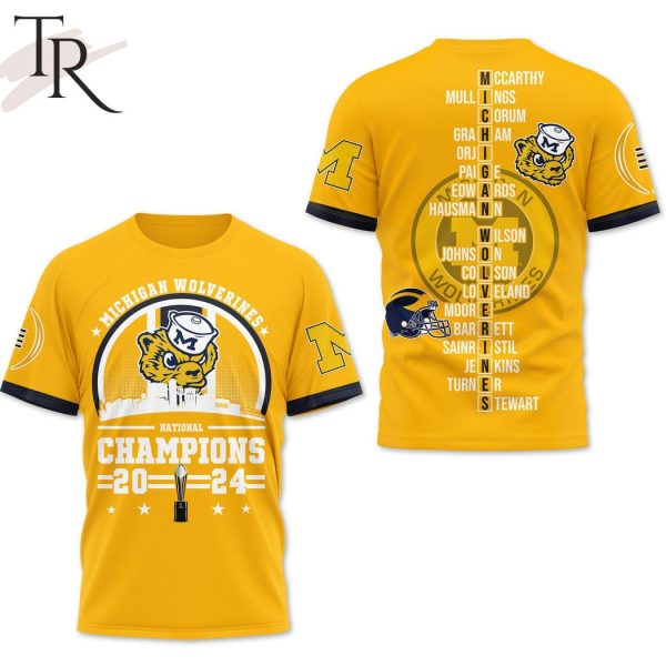 National Champions 2024 Mascot Design Michigan Wolverines Hoodie – Yellow