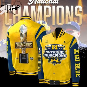 2023 National Champions Go Blue Michigan Wolverines Baseball Jacket – Yellow