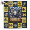 NCAA Michigan Wolverines College Football Playoff 2023 National Champions Fleece Blanket