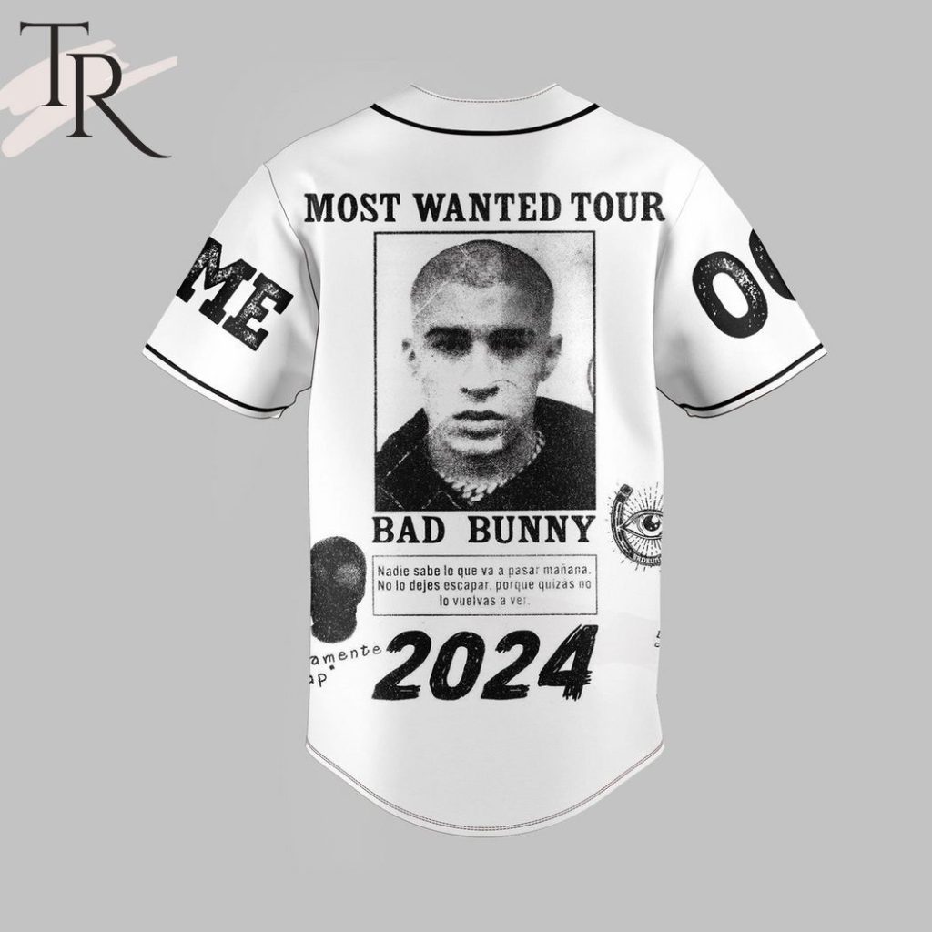 Bad Bunny Most Wanted Tour 2024 Personalized Baseball Jersey Torunstyle