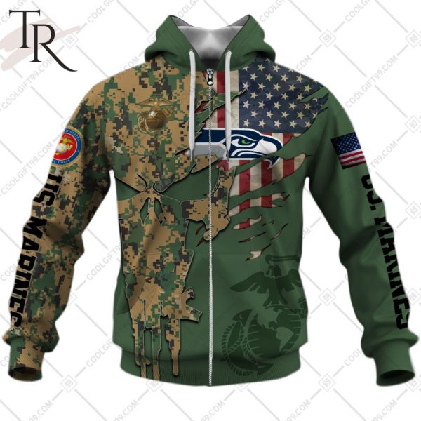 Personalized NFL Seattle Seahawks Marine Camo Hoodie