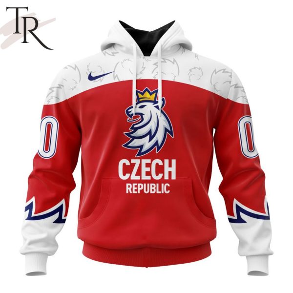 Czech National Ice Hockey Personalized Red Kits Hoodie