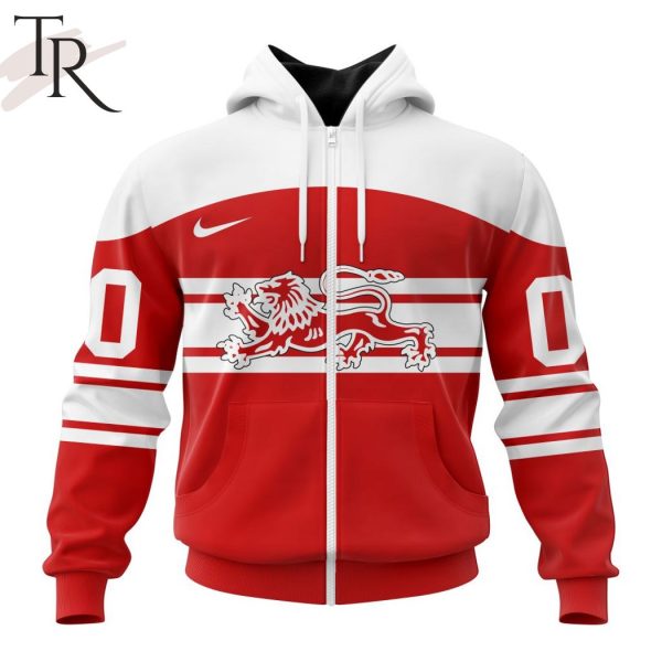 Denmark National Ice Hockey Personalized Red Kits Hoodie