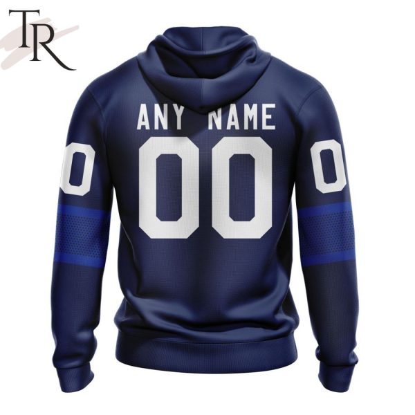 Finland National Ice Hockey Personalized Navy Kits Hoodie