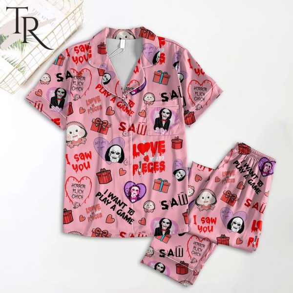 I Want To Play A Game Love You To Pieces Saw Movie Button Pajamas Set