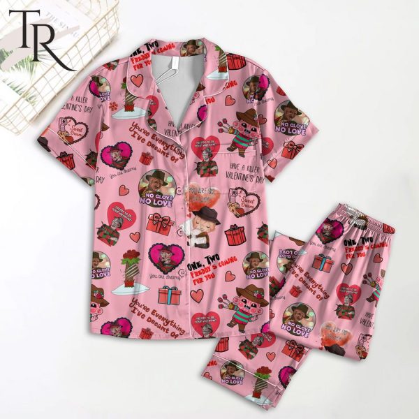 One Two Freddy’s Coming For You Freddy Krueger Valentine Button Pajamas Set
