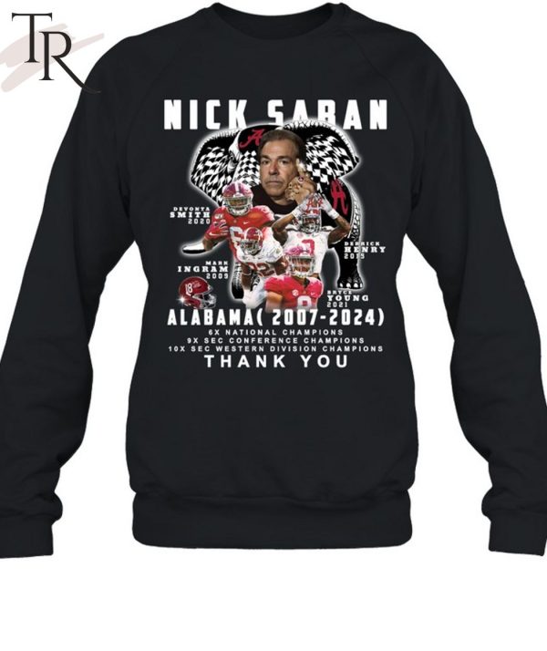Nick Saban Alabama 2007 – 2024 Thank You T-Shirt