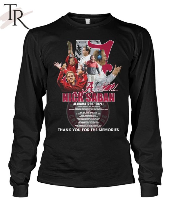 Nick Saban Alabama Crimson Tide 2007 – 2024 Thank You For The Memories T-Shirt
