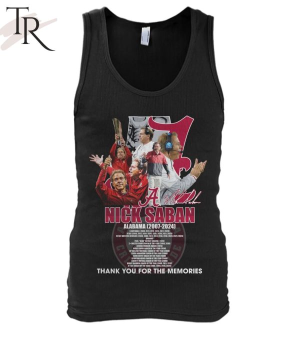Nick Saban Alabama Crimson Tide 2007 – 2024 Thank You For The Memories T-Shirt