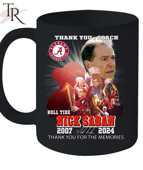 Thank You, Coach Roll Tide Nick Saban 2007 – 2024 Thank You For The Memories T-Shirt