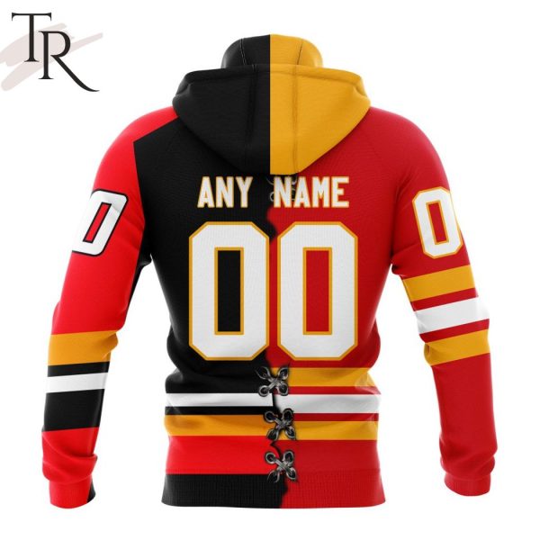 NHL Calgary Flames Special Home Mix Reverse Retro Personalized Kits Hoodie