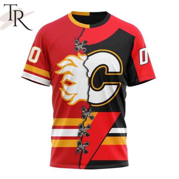 NHL Calgary Flames Special Home Mix Reverse Retro Personalized Kits Hoodie