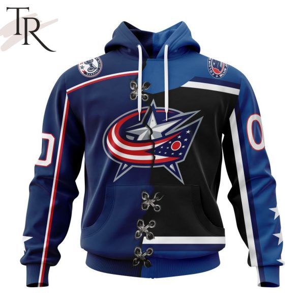 NHL Columbus Blue Jackets Special Home Mix Reverse Retro Personalized Kits Hoodie