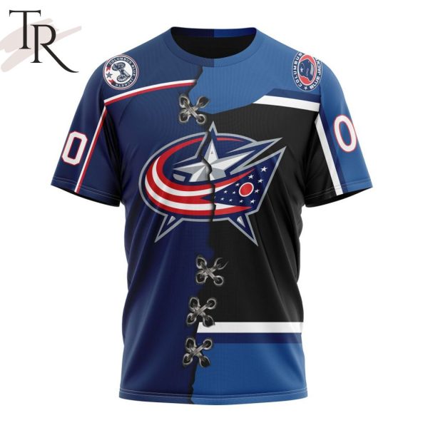 NHL Columbus Blue Jackets Special Home Mix Reverse Retro Personalized Kits Hoodie