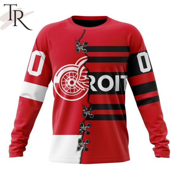 NHL Detroit Red Wings Special Home Mix Reverse Retro Personalized Kits Hoodie