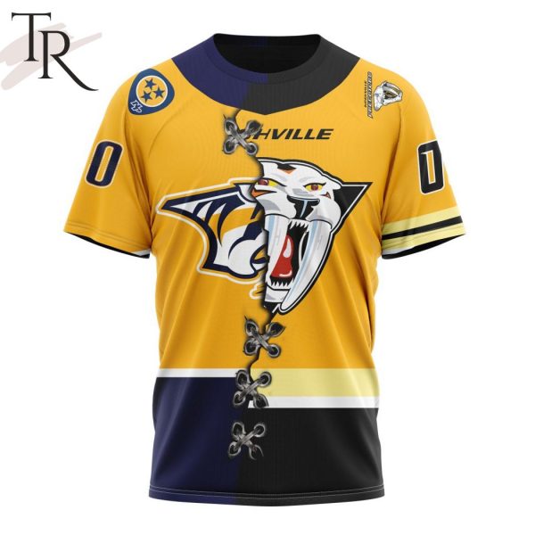 NHL Nashville Predators Special Home Mix Reverse Retro Personalized Kits Hoodie