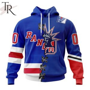 NHL New York Rangers Special Home Mix Reverse Retro Personalized Kits Hoodie