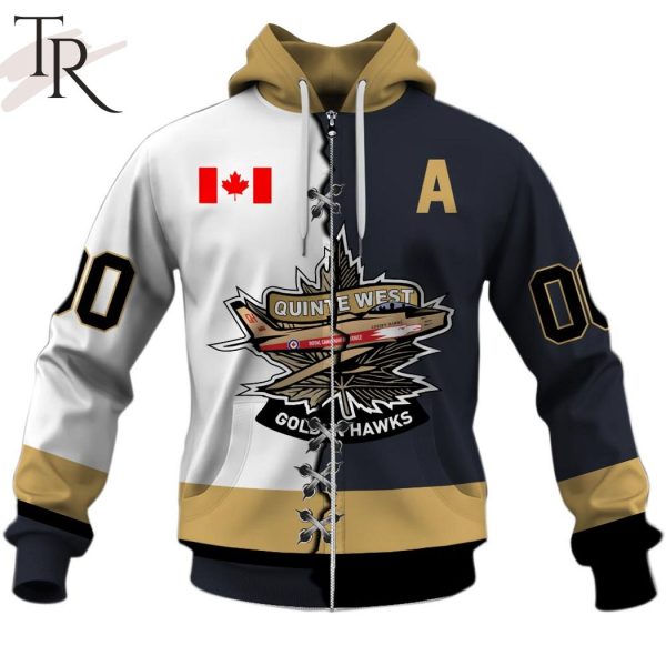 Personalized Trenton Golden Hawks Mix Assistant Captain Jersey Style Hoodie