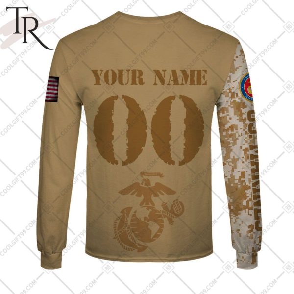 Personalized NHL Boston Bruins Marine Corps Camo Hoodie