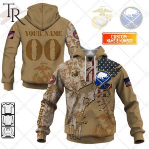Personalized NHL Buffalo Sabres Marine Corps Camo Hoodie