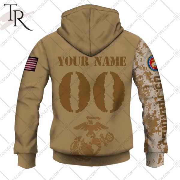 Personalized NHL Carolina Hurricanes Marine Corps Camo Hoodie