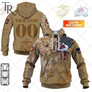 Personalized NHL Colorado Avalanche Marine Corps Camo Hoodie