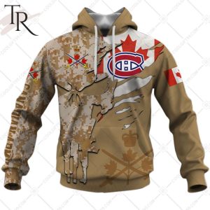 Personalized NHL Montreal Canadiens Marine Corps Camo Hoodie