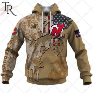 Personalized NHL New Jersey Devils Marine Corps Camo Hoodie