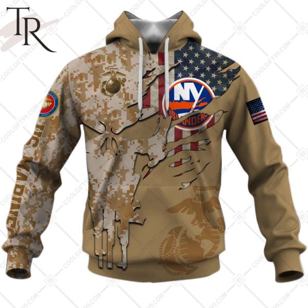 Personalized NHL New York Islanders Marine Corps Camo Hoodie