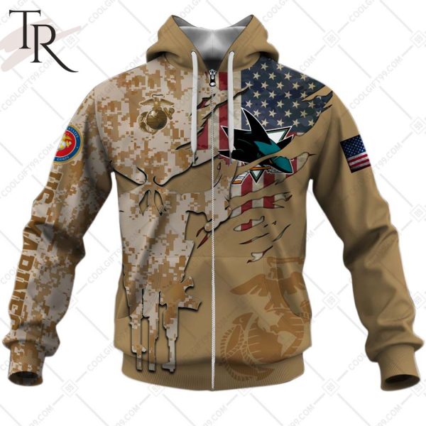 Personalized NHL San Jose Sharks Marine Corps Camo Hoodie