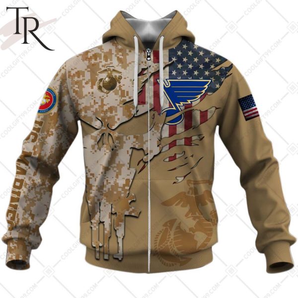 Personalized NHL St. Louis Blues Marine Corps Camo Hoodie