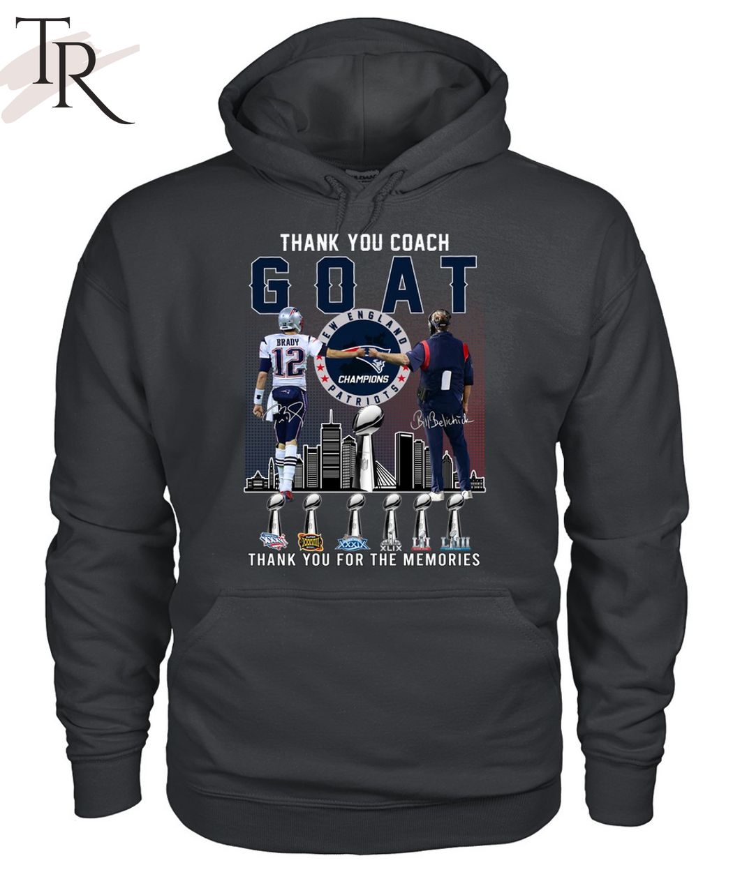 Thank You GOAT Bill Belichick And Brady New England Patriots Champions Thank You For The Memories T-Shirt
